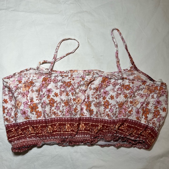 Bundle of 2 Beach Tops - Green Flowy Shirt Size Small - Floral Bandeau Medium - Picture 2 of 12
